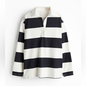 H&M Loose-Fit Polo Shirt Navy Stripe NWT Size Medium